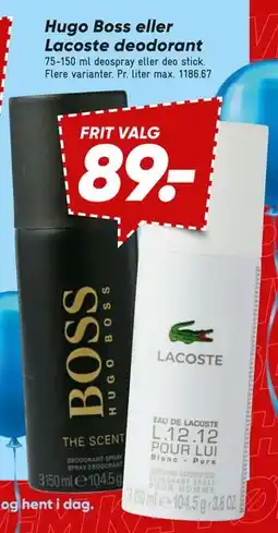 Bilka Hugo Boss eller Lacoste deodorant tilbud