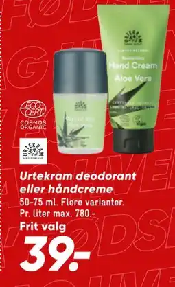 Bilka Urtekram deodorant eller håndcreme tilbud