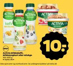 Netto Activia drikkekefir, drikkeyoghurt eller mix&go tilbud