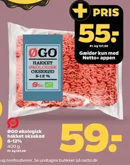 Netto ØGO økologisk hakket oksekød 8-12% tilbud