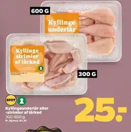 Netto Kyllingeunderlår eller -strimler af lårkød tilbud