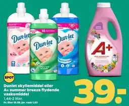Netto Dunlet skyllemiddel eller A+ summer breeze flydende vaskemiddel tilbud