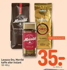 REMA 1000 Lavazza Oro, Merrild kaffe eller instant tilbud