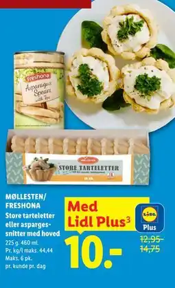 Lidl MØLLESTEN/ FRESHONA Store tarteletter eller aspargessnitter med hoved, App-pris tilbud