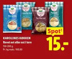 Lidl KAROLINES KØKKEN Revet ost eller ost i tern tilbud