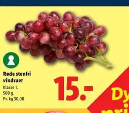 Lidl Røde stenfri vindruer tilbud