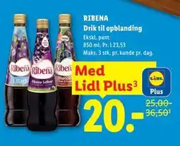 Lidl RIBENA Drik til opblanding, App-pris tilbud