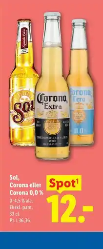 Lidl Sol, Corona eller Corona 0,0 % tilbud