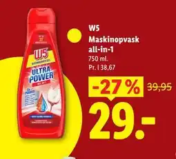 Lidl W5 Maskinopvask all-in-1 tilbud
