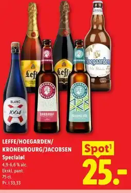 Lidl LEFFE/HOEGARDEN/ KRONENBOURG/JACOBSEN Specialøl tilbud
