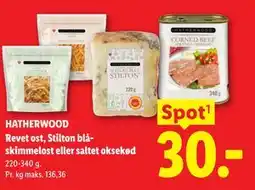 Lidl HATHERWOOD Revet ost, Stilton blåskimmelost eller saltet oksekød tilbud