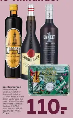 SPAR Spiritusmarked – Gammel Dansk, Nordsø, Enkelt, Underberg m.fl. tilbud