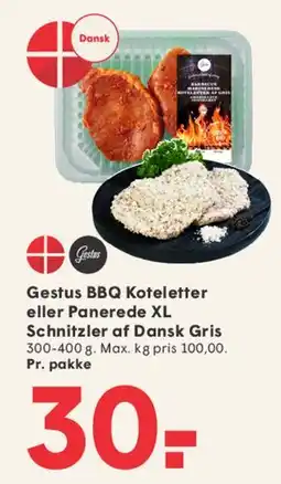 SPAR Gestus BBQ Kotelleter eller Panerede XL Schnitzler af Dansk Gris tilbud