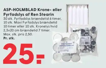 ASP-HOLMBLAD Krone- eller Fyrfadlys af Ren Stearin