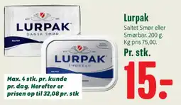 Min Købmand Lurpak (saltet smør eller Smørbar) tilbud