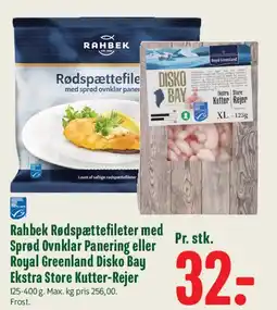 Min Købmand Rahbek Rødspættefileter / Royal Greenland Disko Bay Kutter-Rejer tilbud