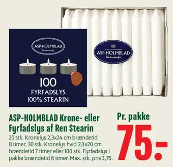 Min Købmand ASP-HOLMBLAD Krone- eller Fyrfadslys af Ren Stearin tilbud
