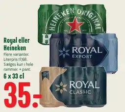 Min Købmand Royal eller Heineken (6 x 33 cl) tilbud