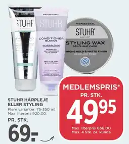 MENY STUHR hårpleje eller styling tilbud