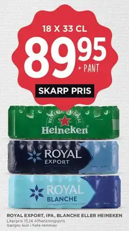 MENY Royal Export, IPA, Blanche eller Heineken (ramme) tilbud