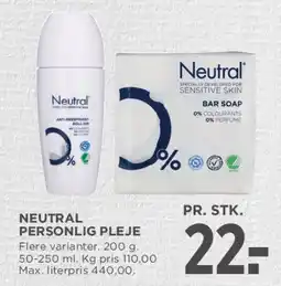 MENY Neutral personlig pleje tilbud