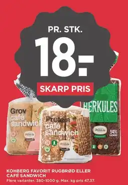 MENY Kohberg favorit rugbrød eller café sandwich tilbud