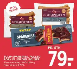 MENY Tulip spareribs, pulled pork eller pølser tilbud
