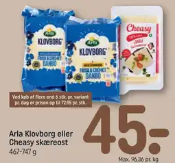 REMA 1000 Arla Klovborg eller Cheasy skæreost tilbud