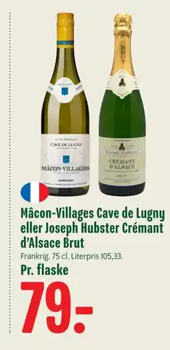 Min Købmand Mâcon-Villages Cave de Lugny eller Joseph Hubster Crémant d’Alsace Brut tilbud