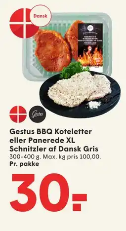 SPAR Gestus BBQ Koteletter eller Panerede XL Schnitzler af Dansk Gris tilbud