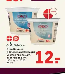 SPAR Grøn Balance Øllingegaard Økologisk Creme Fraiche 18% eller Fraiche 9% tilbud