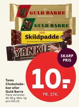 SPAR Toms Chokoladebar eller Guld Barre tilbud