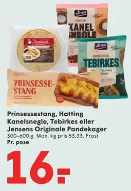 SPAR Prinsessestang, Hatting Kanelsnegle, Tebirkes eller Jensens Originale Pandekager tilbud