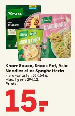 SPAR Knorr Sauce, Snack Pot, Asia Noodles eller Spaghetteria tilbud