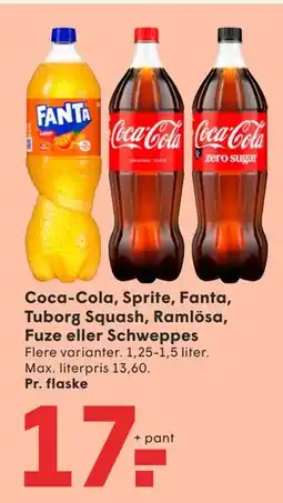 SPAR Coca-Cola, Sprite, Fanta, Tuborg Squash, Ramlösa, Fuze eller Schweppes tilbud