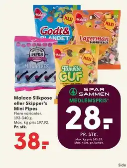 SPAR Malaco Slikpose eller Skipper’s Mini Pipes tilbud