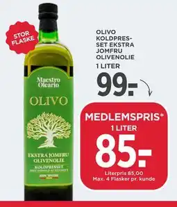 MENY OLIVO KOLDPRESSET EKSTRA JOMFRU OLIVENOLIE tilbud