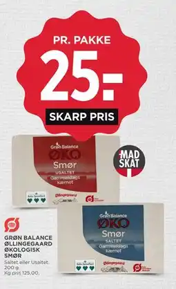 MENY GRØN BALANCE ØLLINGEGAARD ØKOLOGISK SMØR tilbud