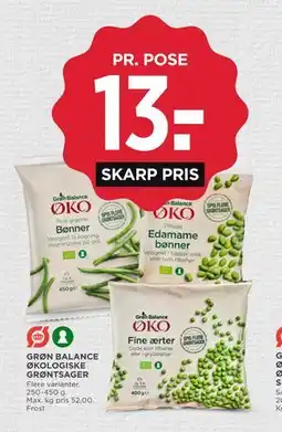 MENY GRØN BALANCE ØKOLOGISKE GRØNTSAGER tilbud