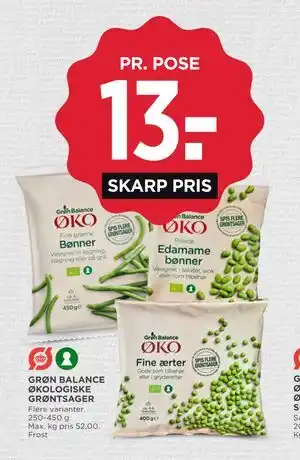 MENY GRØN BALANCE ØKOLOGISKE GRØNTSAGER tilbud