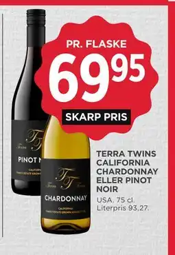MENY TERRA TWINS CALIFORNIA CHARDONNAY ELLER PINOT NOIR tilbud