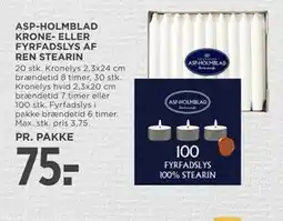MENY ASP-HOLMBLAD KRONE- ELLER FYRFADSLYS AF REN STEARIN tilbud