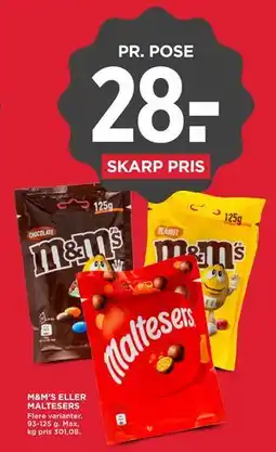 MENY M&M’S ELLER MALTESERS tilbud