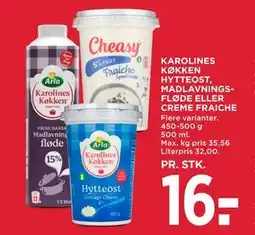 MENY KAROLINES KØKKEN HYTTEOST, MADLAVNINGSFLØDE ELLER CREME FRAICHE tilbud