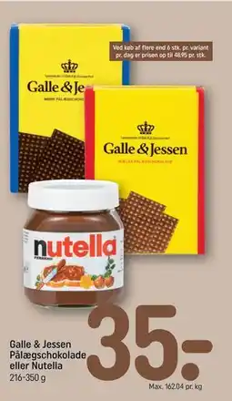 REMA 1000 Galle & Jessen Pålægschokolade eller Nutella tilbud