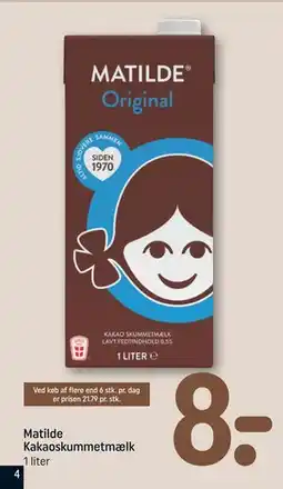 REMA 1000 Matilde Kakaoskummetmælk tilbud