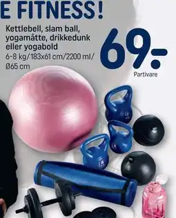 REMA 1000 Kettlebell, slam ball, yogamåtte, drikkedunk eller yogabold tilbud