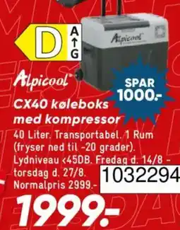 Bilka Alpicool cx40 køleboks med kompressor tilbud