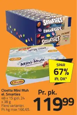 Fleggaard Cloetta Mini Muh eller Smarties tilbud