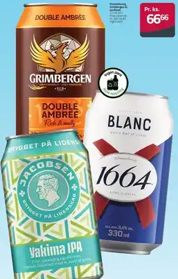 Fleggaard Grimbergen Double Ambrée / 1664 Blanc / Jacobsen Yakima IPA tilbud